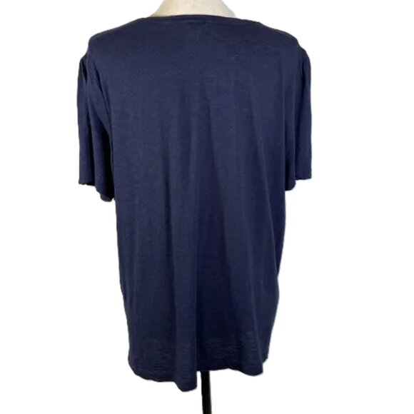 Caslon Embroidered Yoke Slub Jersey Knit Tee Navy Crew Neck Size XL - Picture 4 of 10